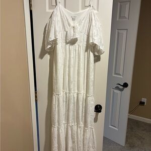 White Off-Shoulder Maxi Dress